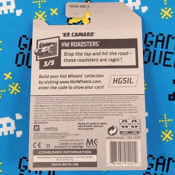 Hot Wheels '69 Green Camaro 2017 3/5 190/250 HW Roadsters 1:64 NOC - Picture 2 of 6